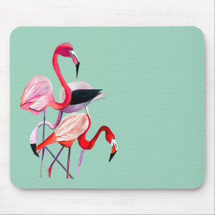 Fun pink Flamingo Aquarellbild Mousepad