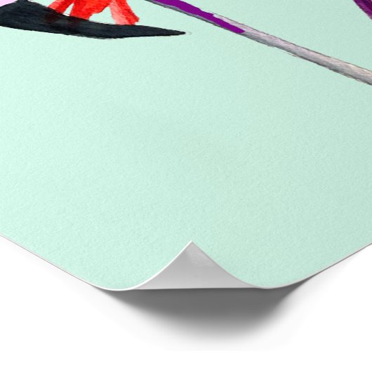 Fun pink Flamingo Aquarellbild Poster (Ecke)