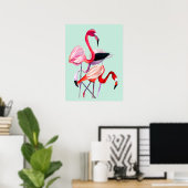 Fun pink Flamingo Aquarellbild Poster (Heimbüro)