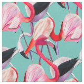 Fun pink Flamingo Aquarellbild Stoff (Nahaufnahme)