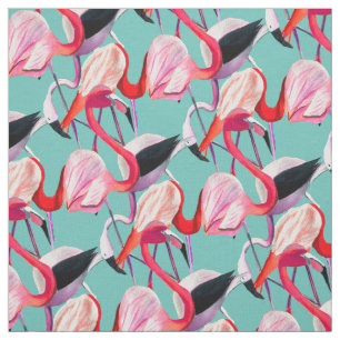 Fun pink Flamingo Aquarellbild Stoff