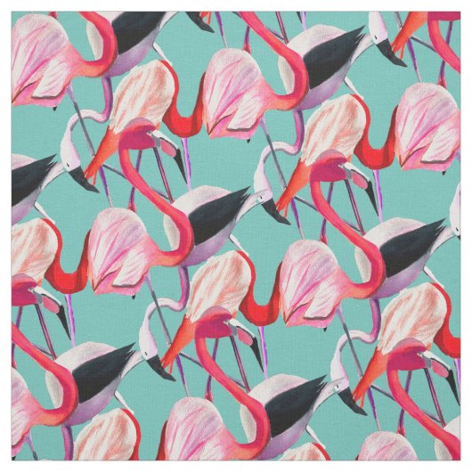 Fun pink Flamingo Aquarellbild Stoff (Muster)
