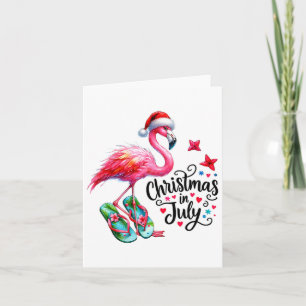 Fun Pink Flamingo Flip Flops Sommer Weihnachten in Karte
