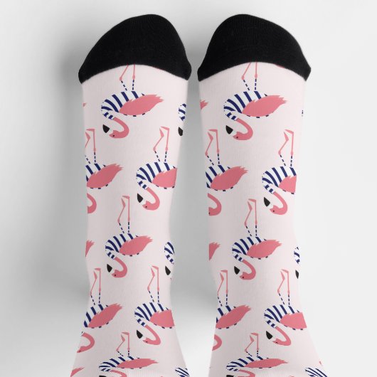 Fun Pink Flamingo Swimsuit Muster Tier Socken (Oben)