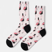 Fun Pink Flamingo Tuxedo Muster Tier Socken (Linkes Detail)