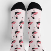 Fun Pink Flamingo Tuxedo Muster Tier Socken (Oben)