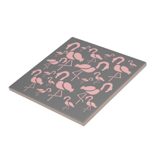 Fun Pink Flamingo Vogelkunst Fliese (Seite)