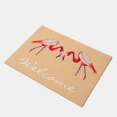 Fun Pink Flamingo Vogelkunst Fußmatte (Schrägansicht)