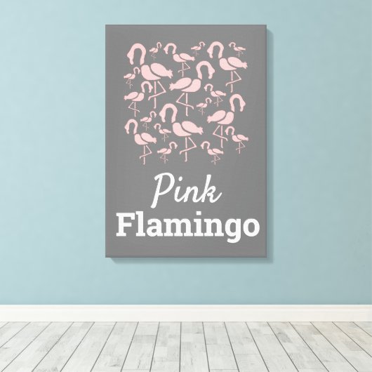 Fun Pink Flamingo Vogelkunst Leinwanddruck (Insitu (Holzboden))