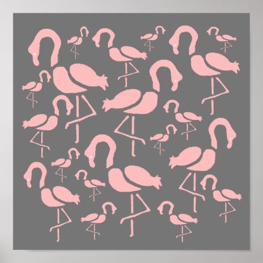 Fun Pink Flamingo Vogelkunst Poster (Vorne)