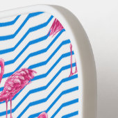 Fun Pink Flamingos Zickzack Muster und Blau Pickleball Schläger (Linke Seite)