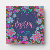 Fun Pink Floral Chosen Easel Inspirivity Fotoplatte (Vorderseite)