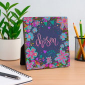Fun Pink Floral Chosen Easel Inspirivity Fotoplatte