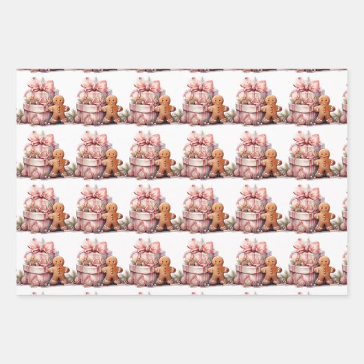 Fun Pink Gingerbrot Geschenkpapier Set (Vorderseite)