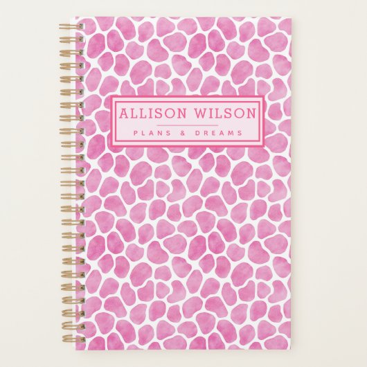 Fun Pink Giraffe Print Planer (Vorderseite)