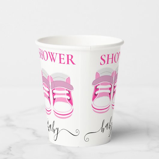 Fun Pink Girl Baby Shoes BABY SHOWER Pappbecher (Rechts)