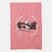 Fun Pink Girl Geschirrtuch (Vertikal)