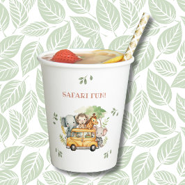 Fun Pink Girl Jungle Animal Safari Geburtstag Pappbecher