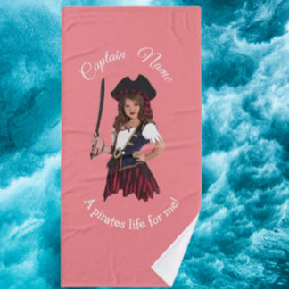 Fun Pink Girl Pirate Badehandtuch
