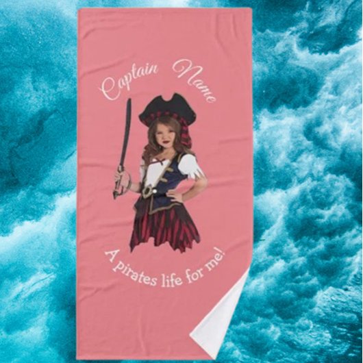 Fun Pink Girl Pirate Badehandtuch