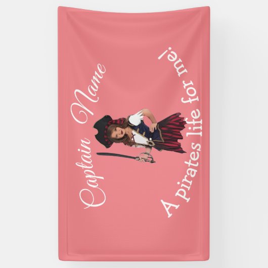 Fun Pink Girl Pirate Banner (Vertikal)