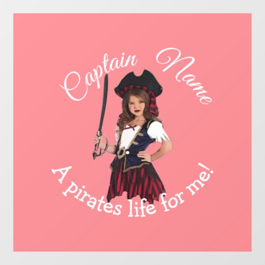 Fun Pink Girl Pirate Fensteraufkleber (Blatt)