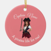 Fun Pink Girl Pirate Keramik Ornament (Vorne)