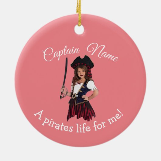 Fun Pink Girl Pirate Keramik Ornament (Hinten)