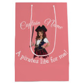 Fun Pink Girl Pirate Mittlere Geschenktüte (Rückseite)
