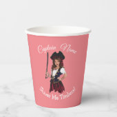 Fun Pink Girl Pirate Pappbecher (Vorderseite)