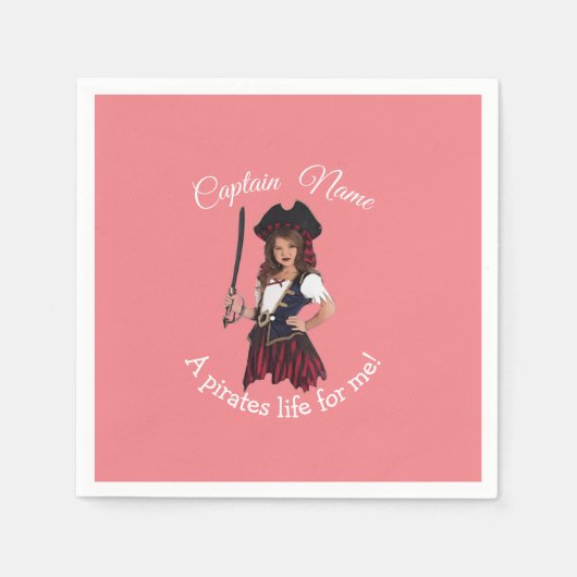 Fun Pink Girl Pirate Serviette (Vorderseite)