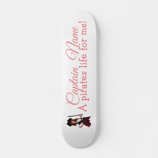 Fun Pink Girl Pirate Skateboard (Vorne)