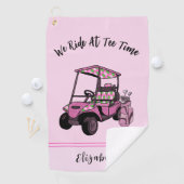 Fun Pink Glitzer Golf Cart Personalisiert Ladys Golfhandtuch (Insitu)