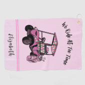 Fun Pink Glitzer Golf Cart Personalisiert Ladys Golfhandtuch (Horizontal)