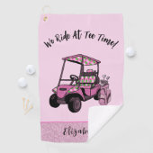 Fun Pink Glitzer Golf Cart Personalisiert Ladys Golfhandtuch (Insitu)