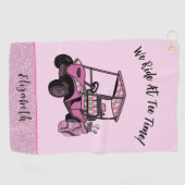 Fun Pink Glitzer Golf Cart Personalisiert Ladys Golfhandtuch (Horizontal)