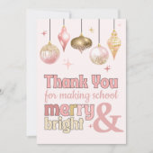 Fun Pink Gold Christmas Thank You Gift Card Holder Einladung (Vorderseite)