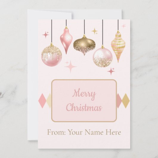 Fun Pink Gold Christmas Thank You Gift Card Holder Einladung (Rückseite)