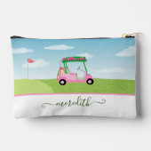 Fun Pink Golf Cart Landschaftlicher Personalisiert Zubehörtasche (Rückseite)