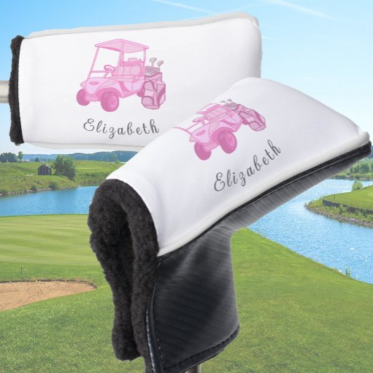 Fun Pink Golf Cart Personalisiert Name Ladys Golf Headcover