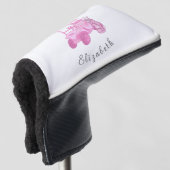 Fun Pink Golf Cart Personalisiert Name Ladys Headcover (3/4 Vorderseite)