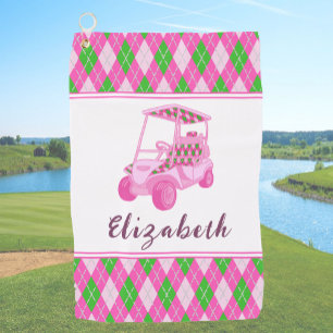 Fun Pink Golf Cart Preppy Personalisiert Ladys Golfhandtuch