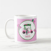 Fun Pink & Green Golf Thema Personalisiert Kaffeetasse (Links)