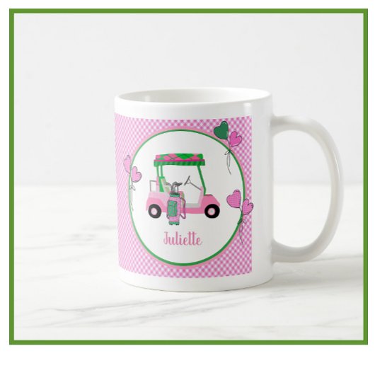 Fun Pink & Green Golf Thema Personalisiert Kaffeetasse