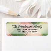 Fun Pink Green Kariert Script Custom Rücksendeadre (Insitu)