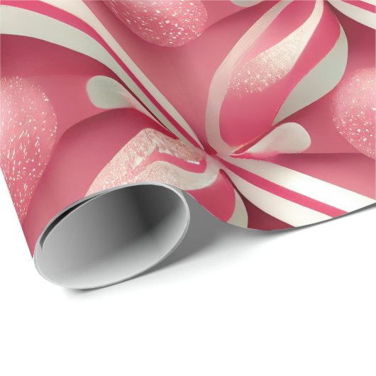 Fun Pink Gumballs & Candy Canes Geschenkpapier (Rolleneckpunkt)