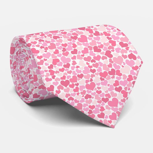 Fun Pink Hearts Pattern Krawatte (Gerollt)
