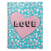 Fun Pink Herz und Liebe Blumenjournal Notizblock (Vorderseite)