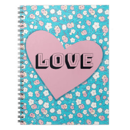 Fun Pink Herz und Liebe Blumenjournal Notizblock