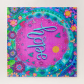Fun Pink Hope Hört Blume Niedliche Inspiritivität Puzzle (Horizontal)